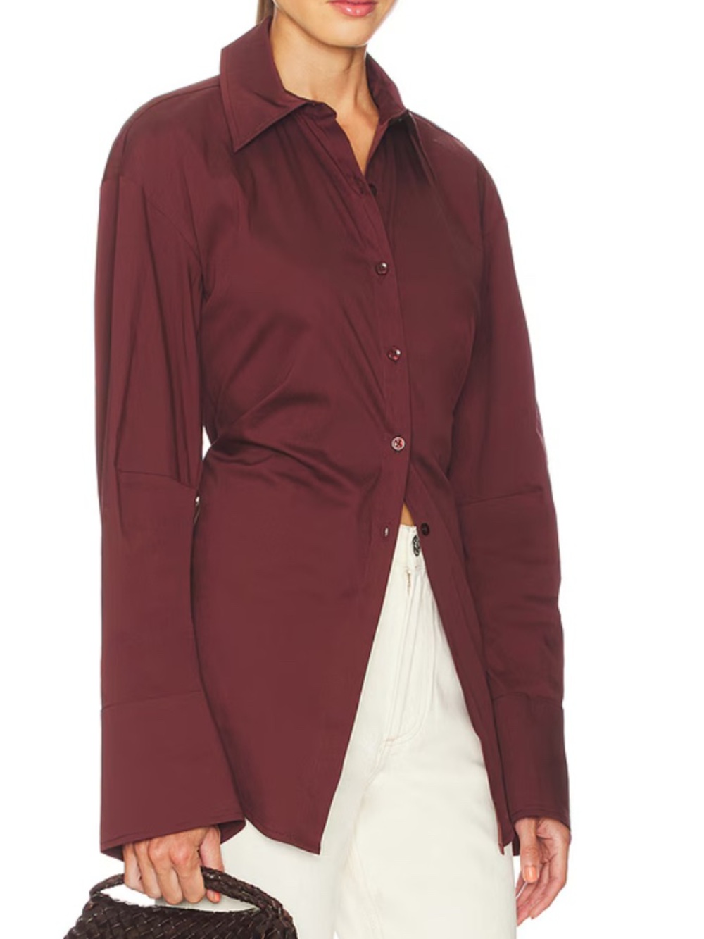 NWT Simon Miller Loch Poplin Button Up Shirt in Chocolate Brown Size XS